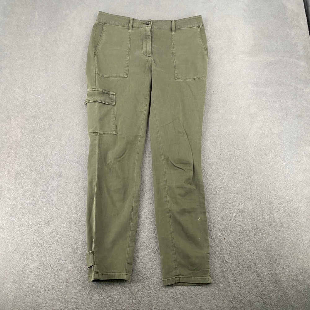 J. Jill Womens Green Cargo Utility Pants Size 6 Cotton Stretch Snap Cuff 7521